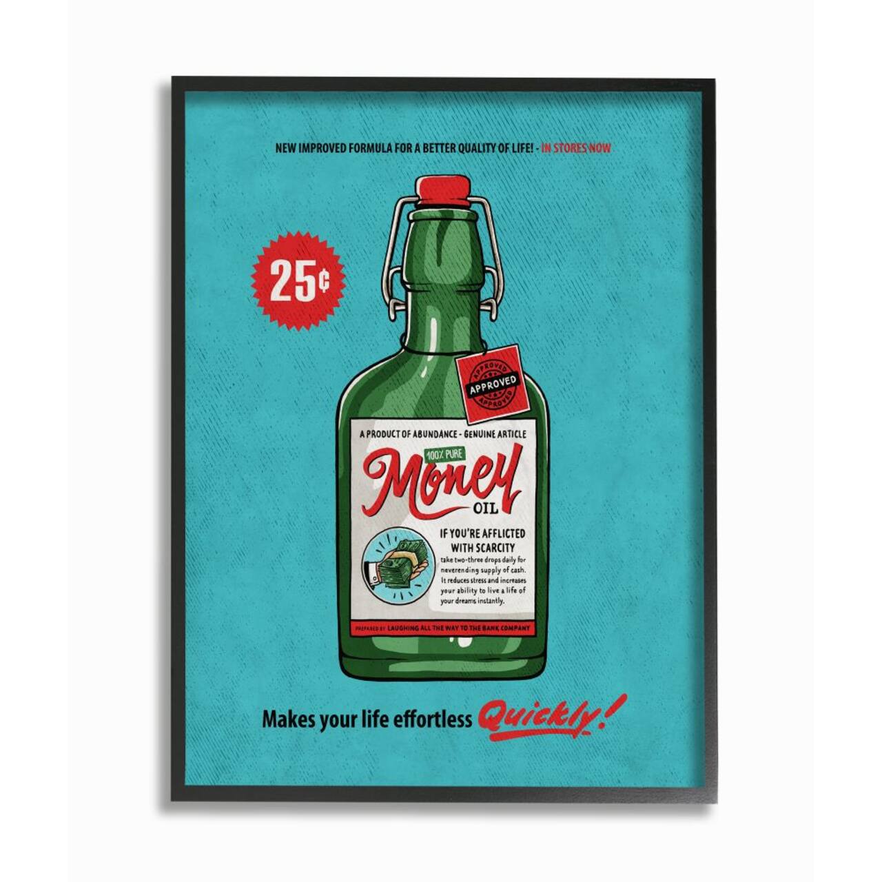 Stupell Industries Money Oil Vintage Comic Book Framed Giclee Textured Wall Art